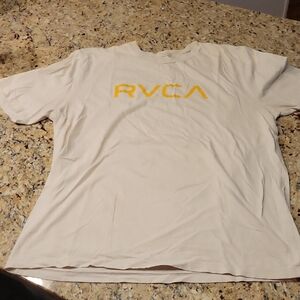 RVCA White Short-Sleeve Tee with Yellow Logo